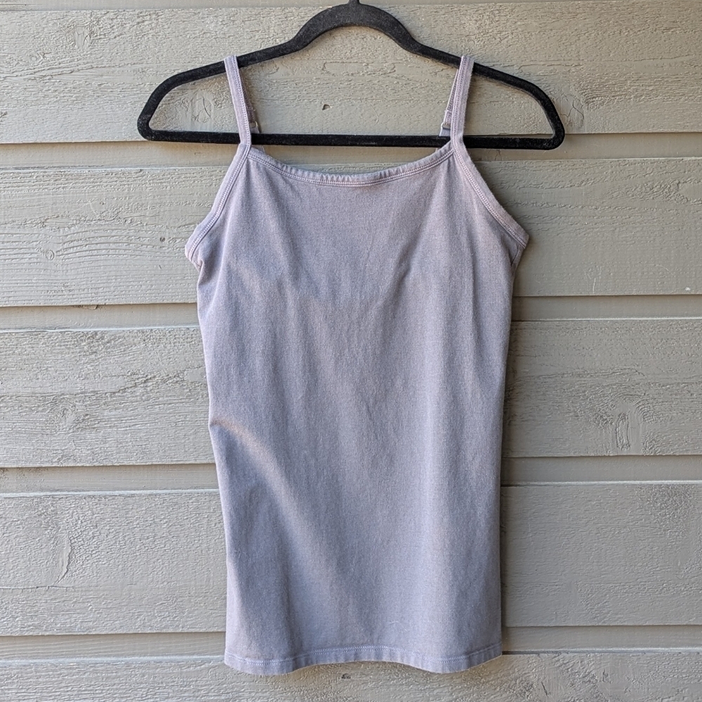 Duluth Gray Shelf Bra Camisole Tank Top Adjustable Straps Stretch Cotton Small
